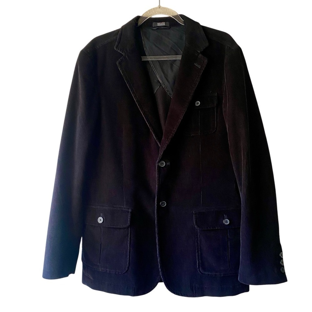NWOT Claiborne Mens Corduroy Black Sports Coat Blazer Jacket SZ 42R